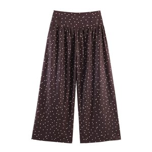 Pantalon ample plissé à pois pour femme, coupe décontractée, modèle 2026 - Fabrication OEM/ODM par une usine de vêtements chinoise - Style vintage - Product Image 2
