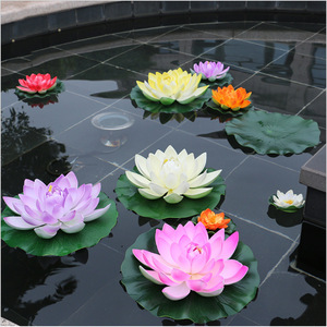 Real touch faux water lily latex fiori <span class=keywords><strong>di</strong></span> loto artificiali galleggianti per la decorazione domestica della piscina - Product Image 6