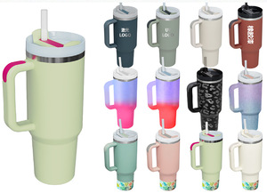 Tasse à café personnalisée en acier inoxydable isotherme avec pailles, gourde isotherme portable - Product Image 5