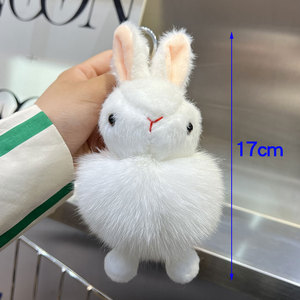 Cute Bunny Fox Fur Plush Anime Cartoon Design 17cm Soft Car Keychain Bag Pendant Doll