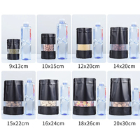 Sacs en mylar hermétiques avec fenêtre transparente Pochette debout à fermeture éclair en feuille d'aluminium finition noire mate personnalisée