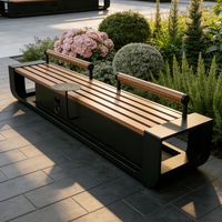Banc de parc créatif pour loisirs en plein air - Construction en acier inoxydable et bois massif pour l'aménagement paysager des parcs