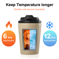 Fabricant de gros Tasse à café réutilisable en acier inoxydable isolée à double paroi de 12 oz avec couvercle rabattable