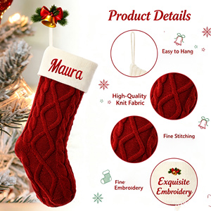 Agent de Traitement des Commandes Shopify Dropshipping 2027 – Chaussette de Noël Personnalisée Brodé(e) en Tricot Torsadé pour Décoration de Fêtes - Product Image 3