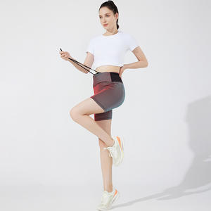 Женские летние однотонные компрессионные шорты-леггинсы 2-в-1 для бега из полиэстера, быстросохнущие, дышащие, с задним карманом на молнии, для спортзала - Product Image 2