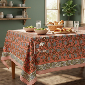 Nappe rectangulaire en coton et lin imprimée à la main, motif floral, haute qualité, lavable, décoration intérieure, prix de gros - Product Image 3