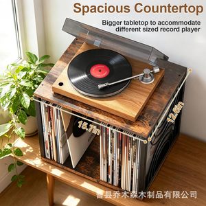 Nuevo soporte de madera para discos/soporte para tocadiscos/estantería de madera y hierro para almacenamiento y organización de discos de vinilo/CD para uso doméstico - Product Image 4