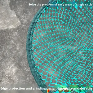 Épuisette à <span class=keywords><strong>manche</strong></span> en bois massif, ensemble complet, maille peu profonde tressée à la main, bord en fil épais anti-abrasion, pour la capture de crabes, homards et fruits de mer - Product Image 4