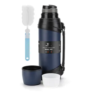 Flacon thermique portable de grande capacité en acier inoxydable à double paroi isolé sous vide, 1 gallon, pot de voyage de camping avec poignée