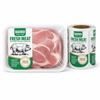 Étiquettes personnalisées pour viande congelée - Rouleaux d'autocollants en vinyle résistants à l'huile, au froid et à l'eau pour viande fraîche, charcuterie et emballages alimentaires