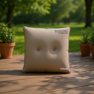 Coussin d'extérieur 100% polyester, taupe, carré, résistant à l'eau, amovible, lavable, utilisable toute l'année - Product Image 2