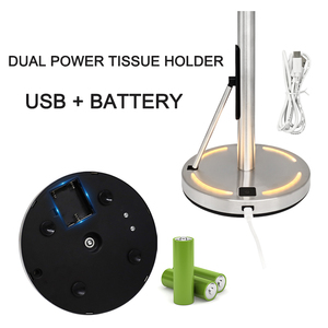 Stainless Steel Dual Power <b>Paper</b> Dispenser Adjustable LED <b>Tissue</b> <b>Paper</b> Towel Holder Stand with Suction Base for Bathroom & Home - Product Image 5