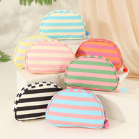 Sac de rangement de maquillage portable d'extérieur personnalisé avec logo, pochette cosmétique en toile à fermeture éclair, trousse de toilette rayée – Vente en gros