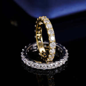 Gioielli Trendy con Cristalli D Color a Fila Singola, Strass in Argento S925 Placcato Rodio, Taglio Pavé 2mm Moissanite - Product Image 3