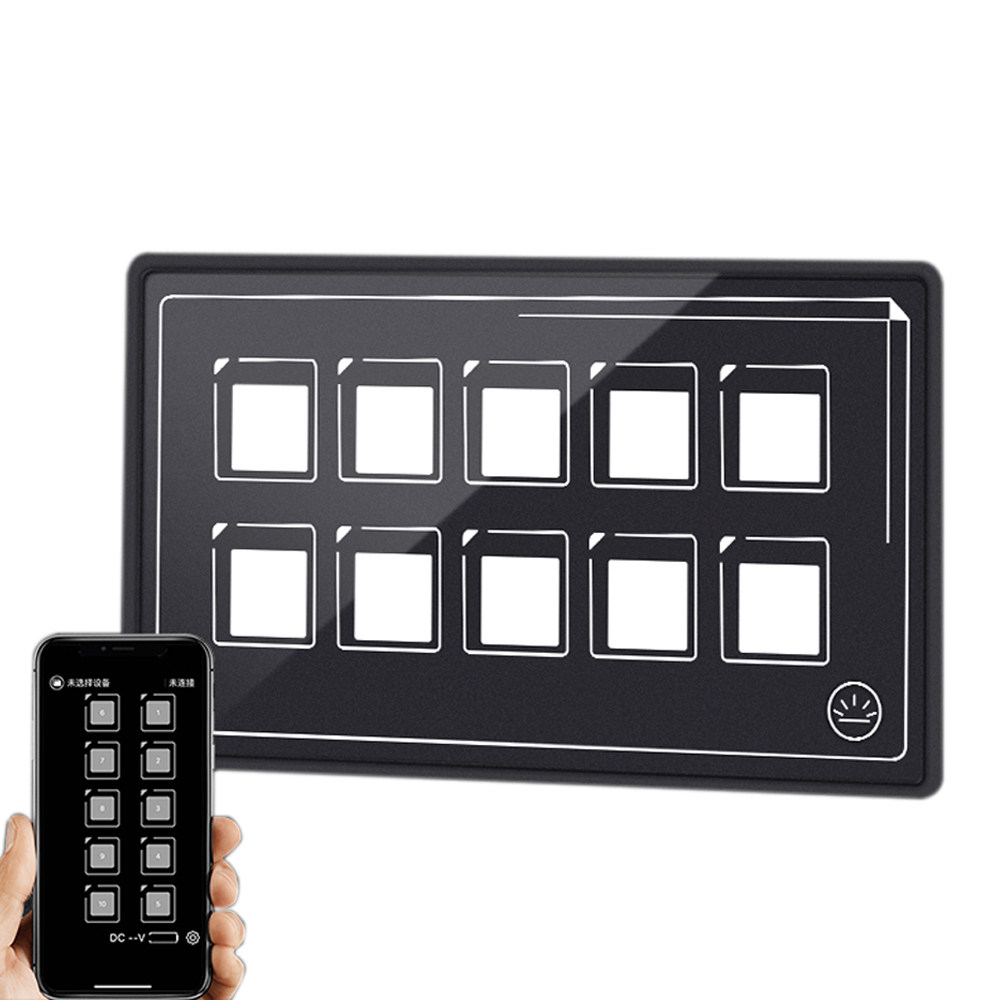 Control Switch Panel Amomd RV Marine Caravan High-end Luxury 10 Way Bluetooth 12V / 24V Touch Control Membrane Switch Box Panel