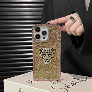 Maxun יוקרה leopard יהלומים טלפון מקרים עבור iPhone 15 פרו 14 13 נשים בנות נצנצים במקרה ברור - Product Image 4