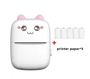 Portable Thermal Printer MINI CAT Print Photo Pocket Thermal Label Printer 57mm Printing Wireless for Android IOS Printers