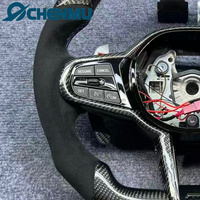 Volant de voiture en fibre de carbone et daim pour BMW G30 G20 G21 G28 G22 G23 G26 G01 G08 G02 G18 G31 G38 G11G12 G01 avec LED et bande lumineuse