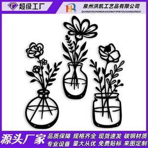 3-piece set of black metal <b>flower</b> <b>wall</b> hangings, <b>wall</b> art metal sculptures, suitable for hanging in bedrooms and living rooms. - Product Image 5