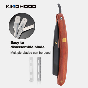 Mango <span class=keywords><strong>de</strong></span> madera Rosa profesional para hombre, hoja <span class=keywords><strong>de</strong></span> borde recto, maquinilla <span class=keywords><strong>de</strong></span> <span class=keywords><strong>afeitar</strong></span> <span class=keywords><strong>de</strong></span> peluquero - Product Image 3