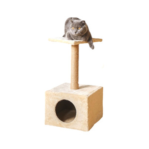 Custom Wholesale <b>Cat</b> <b>Tree</b> Plush Square <b>Cat</b> House With <b>Scratching</b> <b>Post</b> For <b>Cats</b> - Product Image 2
