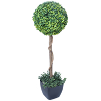 Vente en gros Boule d'herbe en buis artificiel Bonsaï Arbre Plante synthétique en pot Décoration intérieure