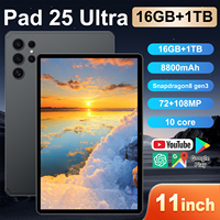 Tablette PC Android 14.0 Pad 25 Ultra Neuve 11 Pouces Octa Core 1.2GHz IPS Capacitive USB Type-C MTK 5G Professionnelle 16 Go