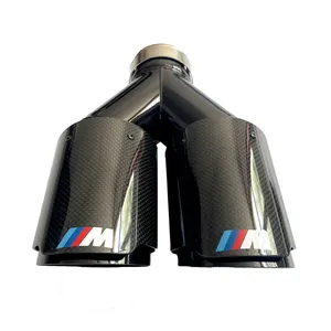 Audi bmw 100mm 115mm newest style hot selling glossy and frosting dual wall akropovic muffler exhaust pipe tips