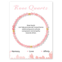 Bracelet extensible en perles de pierres de naissance de 4 mm pour femmes, perles dorées, style campus simple, cadeau d'amitié