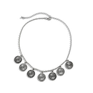 Collar tejido de moda para mujer Unionen 1405 con colgante de flecos de margaritas redondas vintage cadena de eslabones de latón - Product Image 5