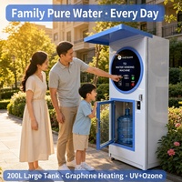 Distributeur d'eau froide à monnayeur avec purificateur RO 800 GPD, désinfection UV, nettoyage automatique, capacité 100L, remplissage de bouteilles d'eau purifiée