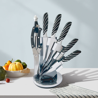 HSK Ensemble de couteaux de cuisine en acier inoxydable avec ciseaux et support en acrylique de vente à chaud