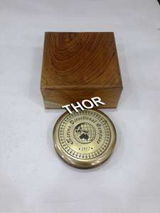 Nautical Marine Directional Poi Me <b>Compass</b> 1917~With Natural Wood Box Collectible Brass Pocket <b>Compass</b> - Product Image 3