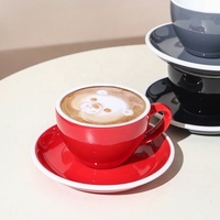 Nueva Taza de Café de Cerámica Europea Gruesa con Platillo, Taza Premium de Color Sólido para Cappuccino, Latte Art y Té de la Tarde