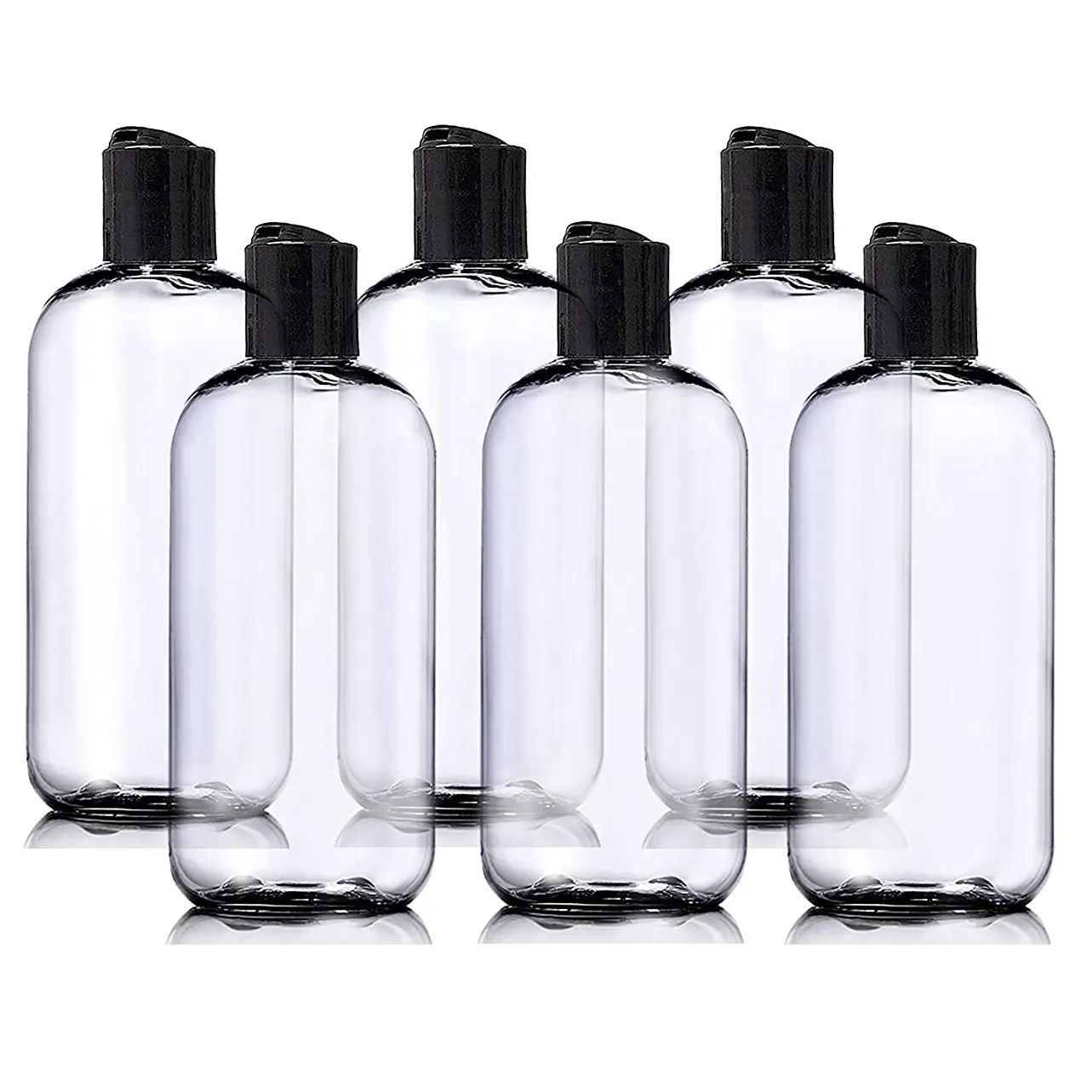 8 Oz Clear Plastic Lege Boston Ronde Shampoo Lotion Toner Flessen Met Zwarte Flessen Met Zwarte Schijf Top Caps