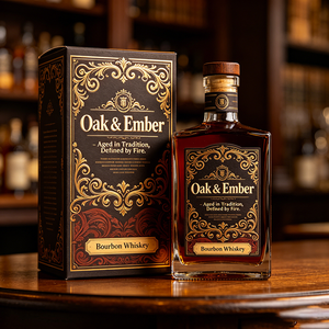 Boîte d'emballage haut de gamme pour <span class=keywords><strong>whisky</strong></span> bourbon en fût unique, pliable en carton, imprimée sur mesure, service OEM, pour fournitures de distillerie - Product Image 1