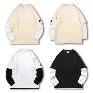 New Factory Custom Logo Casual Solid Wholesale Mans Blank Long Sleeve Tshirts Crew Neck Sweatshirt And Hoodies