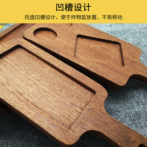 Japanese Style Sapele Wood <b>Tray</b> Set With Stainless Steel <b>Basket</b> Oil Drain Filter For Hotel Tea Serving - Product Image 4