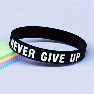Bracelet en silicone « Never Give Up », bracelet de sport promotionnel, bracelet en caoutchouc élastique, bracelet en silicone pour événements, logo personnalisé - Product Image 5