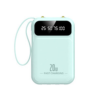 Pengisi daya portabel 20W, Bank daya kapasitas tinggi 10000mAh Logo OEM, pengisi daya 4 kabel tampilan bawaan Mini 20000mAh Bank 66W