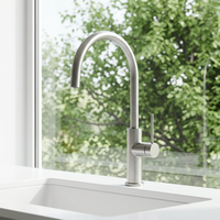 Robinet mélangeur de cuisine monocommande en acier inoxydable, pivotant, chaud/froid, à poser sur plan, avec cartouche céramique, vente en gros