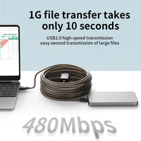 Cable Repetidor USB 2.0 Activo DFX de 15m, Cable de Datos Premium de Cobre Estañado Tipo A Macho a Macho para Conexión a Máquinas Host