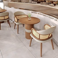 Meubles d'hôtellerie sur mesure, ensemble table et chaises de café, mobilier commercial pour restauration rapide, chaises de salle à manger en bois massif et en rotin pour restaurant