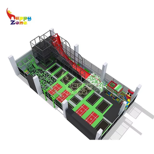 Parque infantil interior pequeño certificado CE para niños y adultos, parque <span class=keywords><strong>de</strong></span> trampolín con cuerda deslizante, <span class=keywords><strong>curso</strong></span> Ninja, uso comercial profesional - Product Image 6
