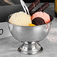 Roestvrijstalen dessertbeker, ijsbekers, saladebeker, retro hoge schaal voor fruit, yoghurt, snacks, bar, servies