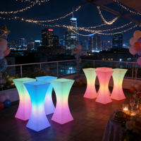 Table de cocktail LED IP65 à 16 couleurs fabriquée en usine, table de bar LED haute brillance pour événements/fêtes/jardin, idéale pour les discothèques et les salons extérieurs.