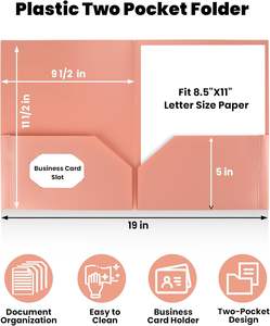 Porte-documents à 2 poches, porte-documents en plastique robuste avec poche, peut contenir du papier de format lettre 8,5 x 11 pouces, pour enfants, maison, école, bureau - Product Image 2