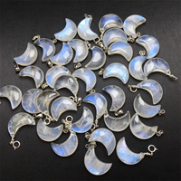 Pendentif lune en cristal naturel blanc clair 20 mm, breloque DIY en forme de croissant, vente en gros, décoration très prisée