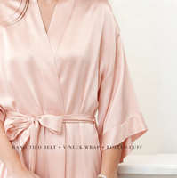 Peignoir de luxe en satin de soie pour femme, col en V, robe de mariée, peignoir de matin, doux et ample, vêtements de nuit pour femme, tenue d'intérieur, cadeau