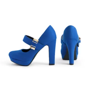 Spot Designer New High Heels Blue Platform Waterproof Platform Pumps Shoes Women's Mary Jane Shoes